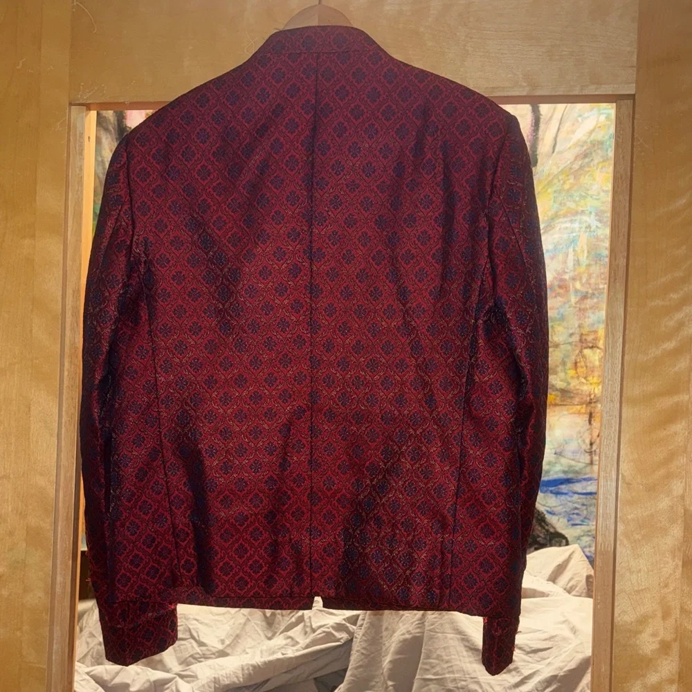 Men's Red Patterned Prince Jacket - Picture 4 of 5